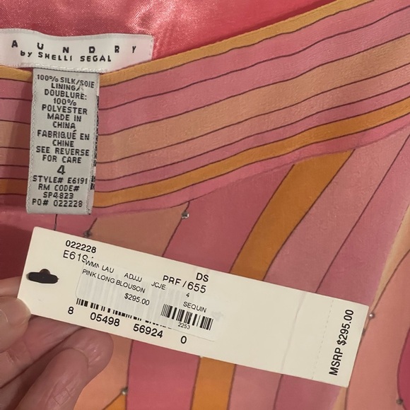 NEW LAUNDRY BY SHELLI SEGAL Colorful Pink Swirl Pattern Embellished Pucci Bead 4 - Picture 6 of 7